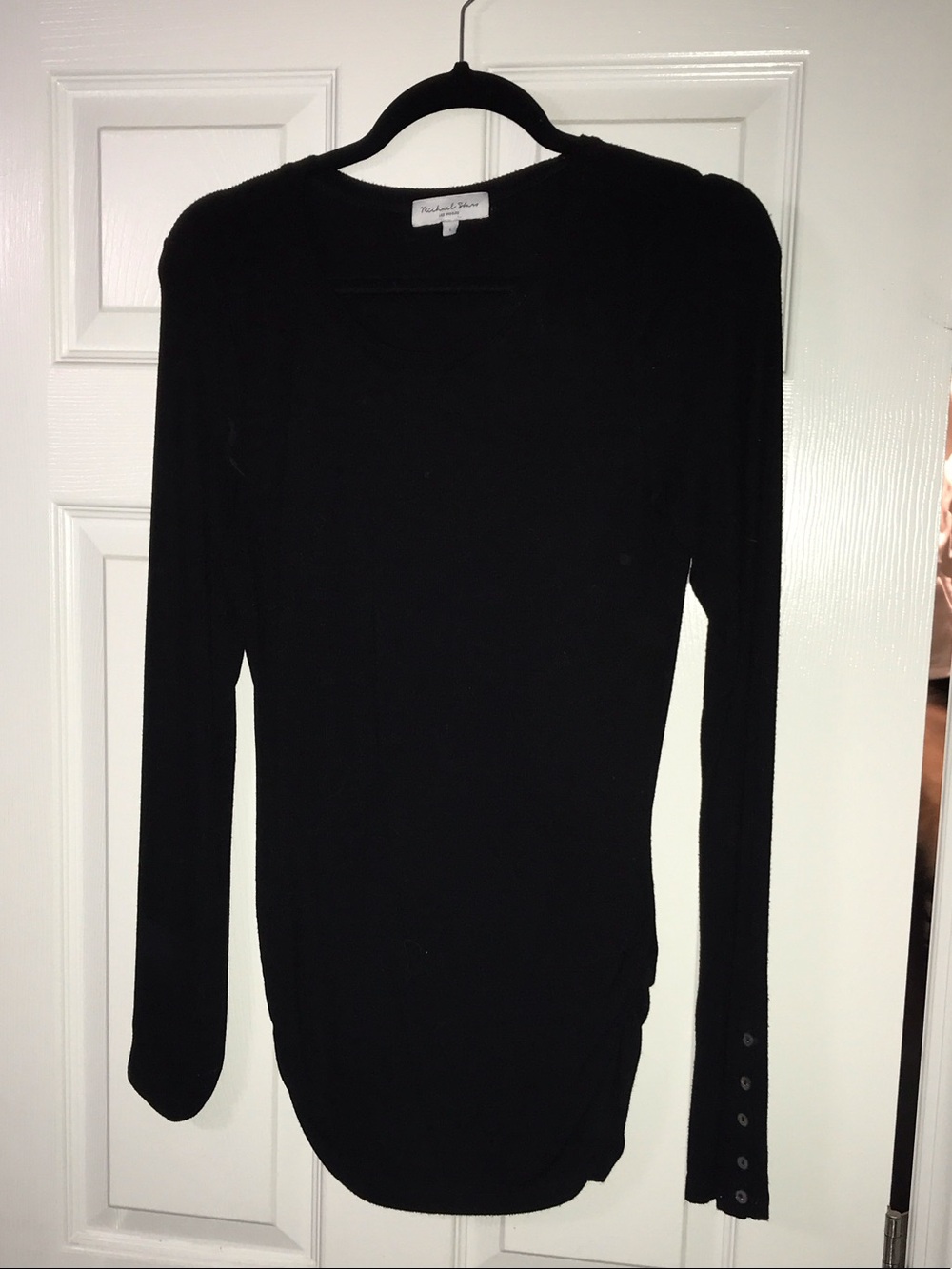 Michael Stars Black Long Sleeve Slim Tee with Button Cuffs